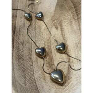 Vintage‎ Gold Tone Bubble Heart Chain Necklace
